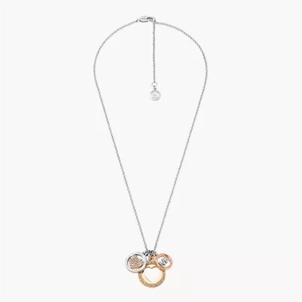 MICHAEL KORS FASHION TRI-TONE BRASS COMPONENTS NECKLACE - Picture 2 of 16